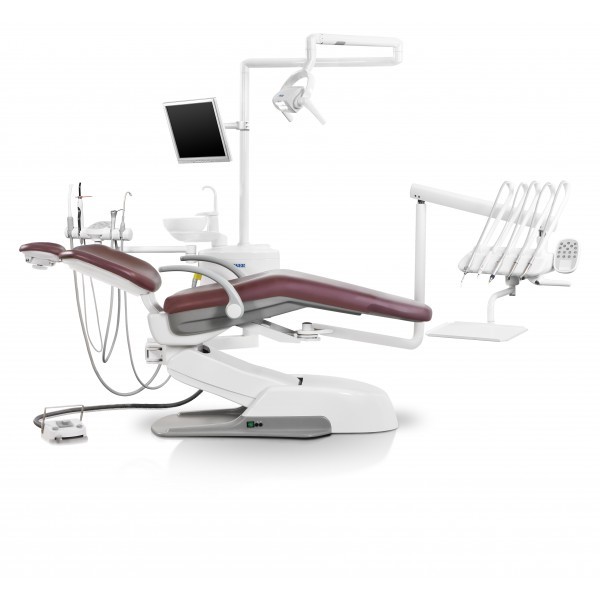 Siger U500 (В.п.) Стоматологическая установка с верхней подачей инструментов, с электромеханическим креслом и креплением блока на шарнире под креслом, Siger (Китай)