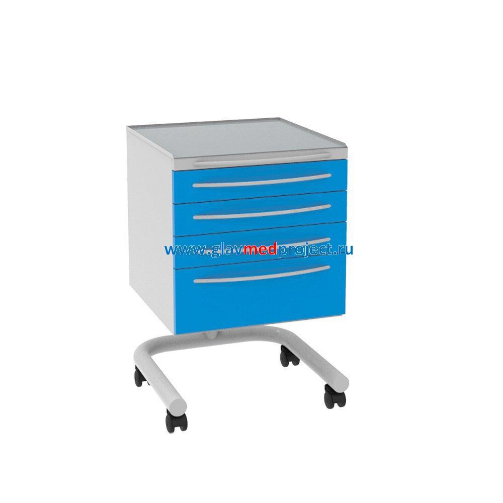 А-014 Стол врача мобильный с 4 ящиками., АБ Мед (Россия)